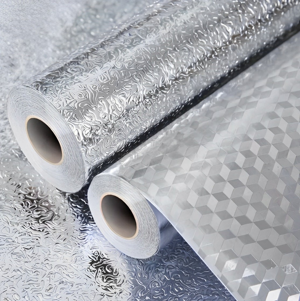 Papel de parede 3D de alumínio adesivo impermeável anti óleo para armário Cozinh