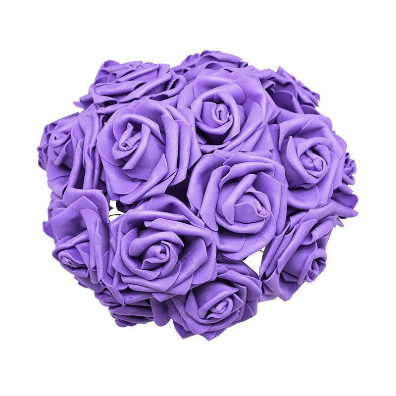 24 pçs 7cm branco rosa artificial pe espuma rosa flor decoração de casamento buq