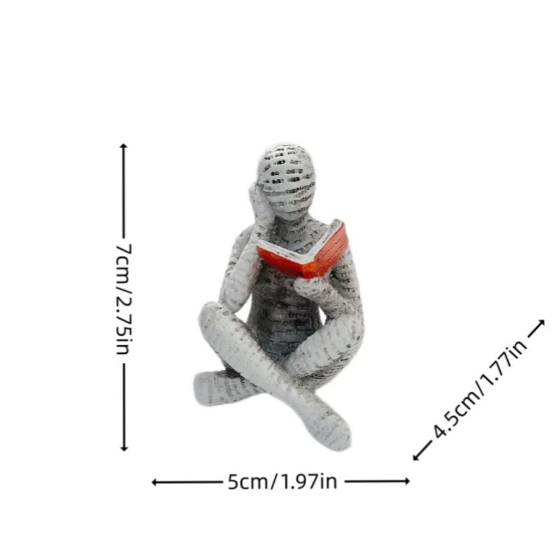 1pc, polpa de papel de leitura mulher pensador estátua decoração, arte criativa
