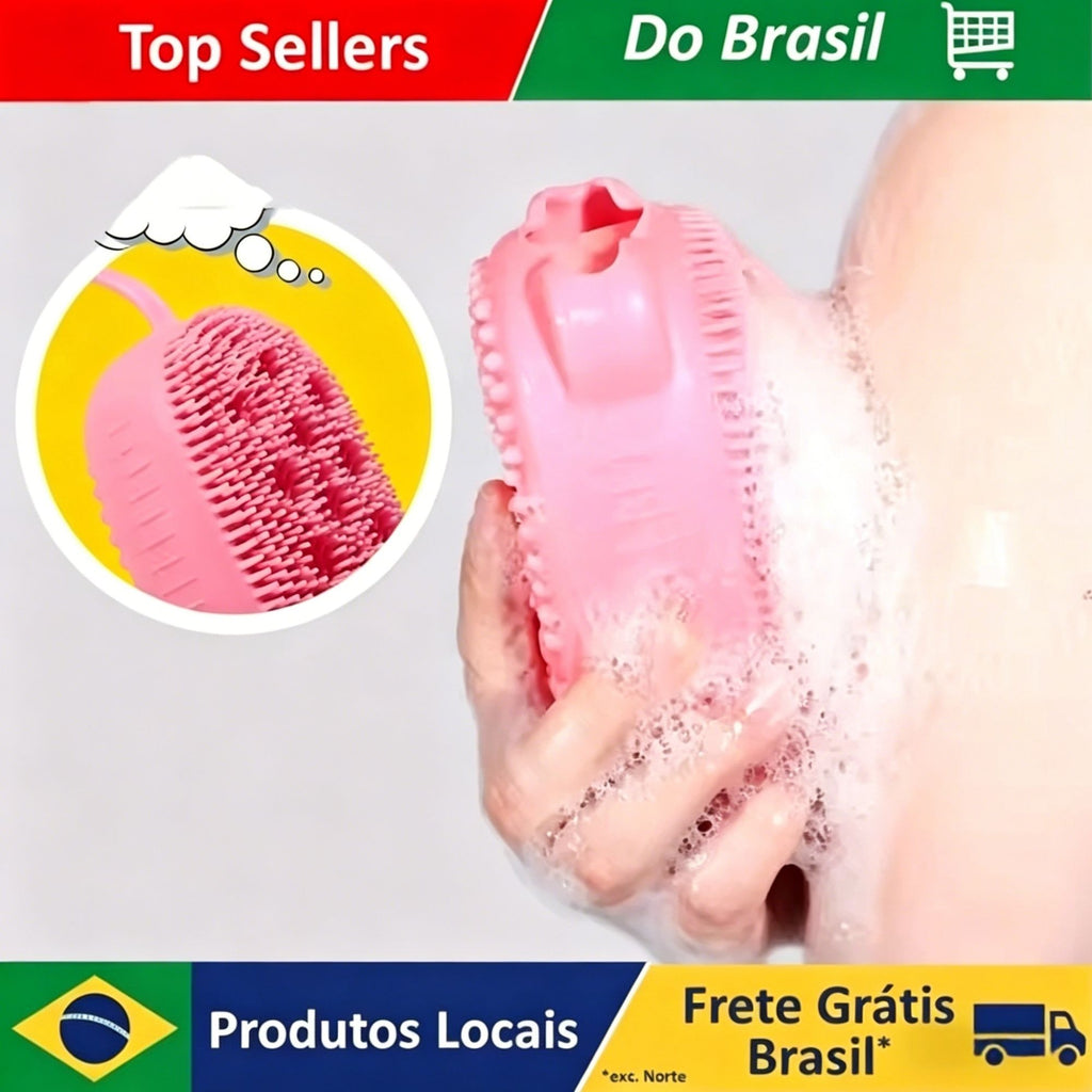 Escova de Silicone Dupla Face para Esfoliação, Massageador Corporal Macio para B