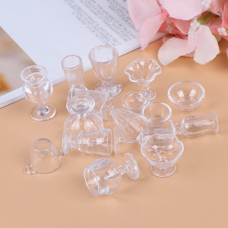 17 pçs/set mini utensílios de cozinha transparentes brinquedo copos prato talher