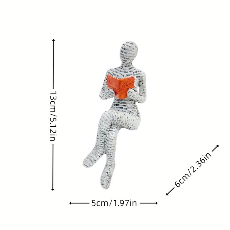 1pc, polpa de papel de leitura mulher pensador estátua decoração, arte criativa