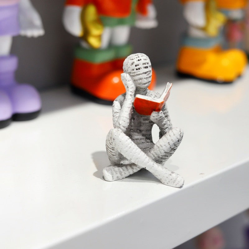 1pc, polpa de papel de leitura mulher pensador estátua decoração, arte criativa