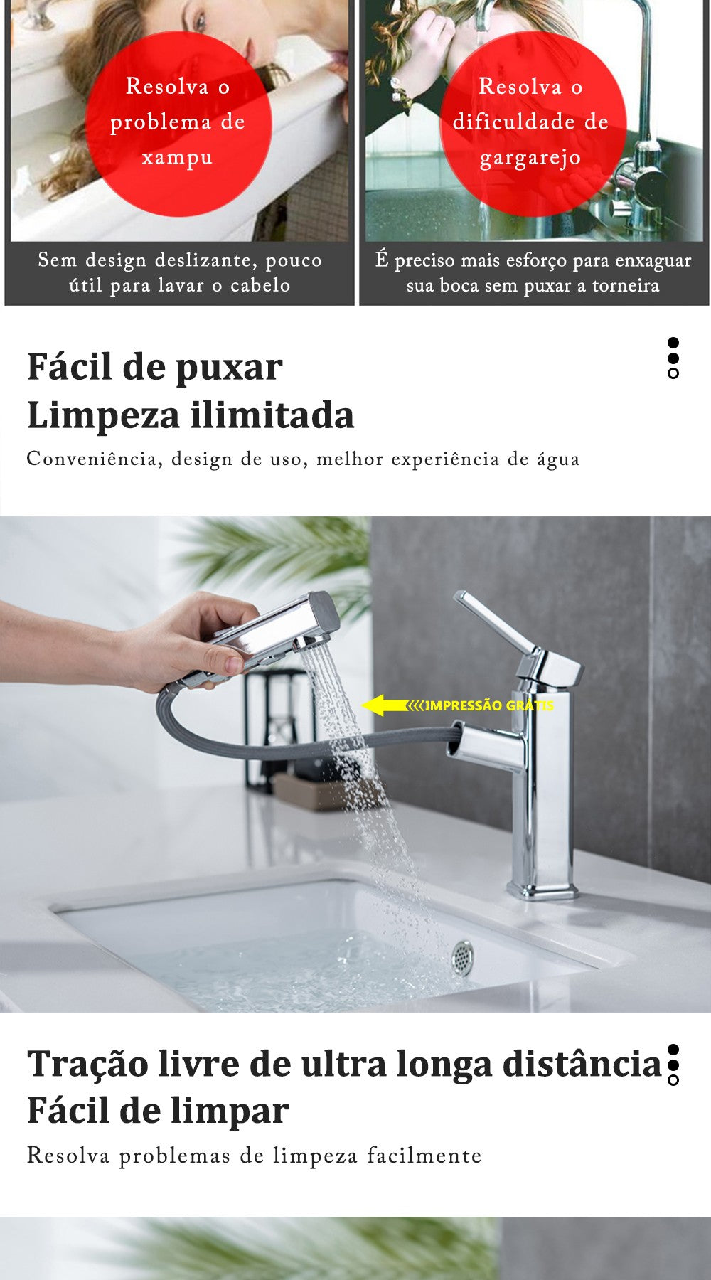 DQOK-torneira da bacia do banheiro pull-out, torneiras modernas do lavatório, to