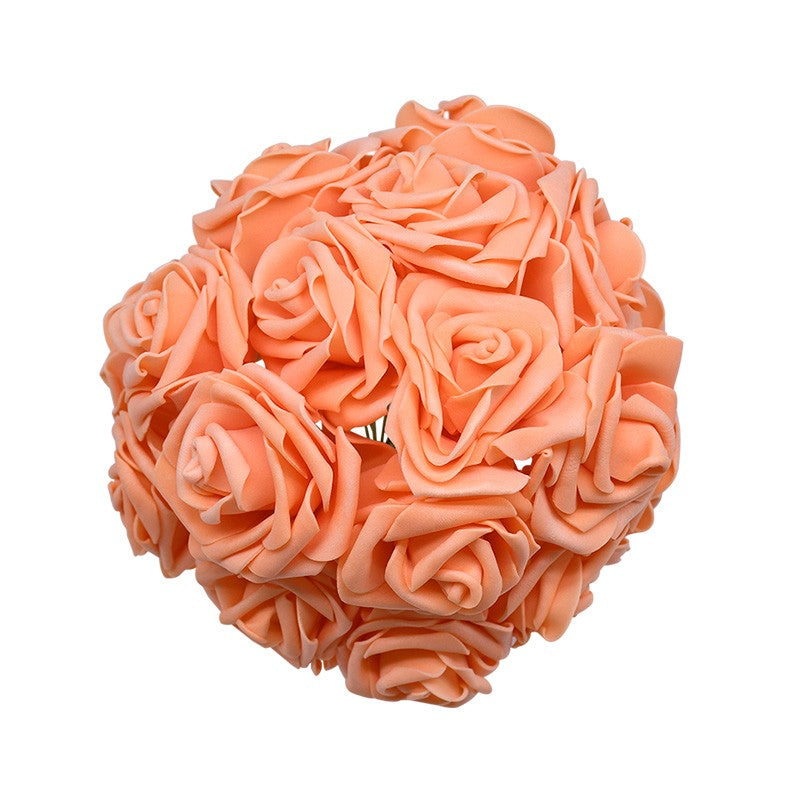 24 pçs 7cm branco rosa artificial pe espuma rosa flor decoração de casamento buq