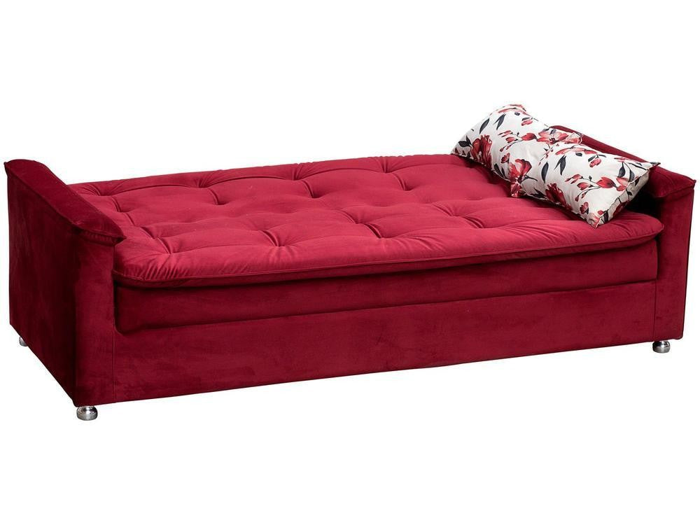 Sofá-cama Casal 3 Lugares Reclinável Veludo