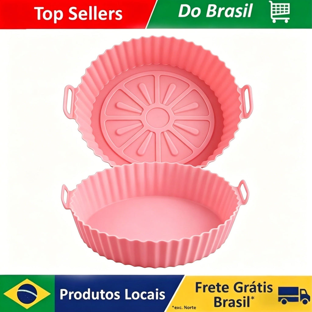 Cesto de Silicone Reutilizável para Airfryer, Bandeja de Silicone para Assar, Mo