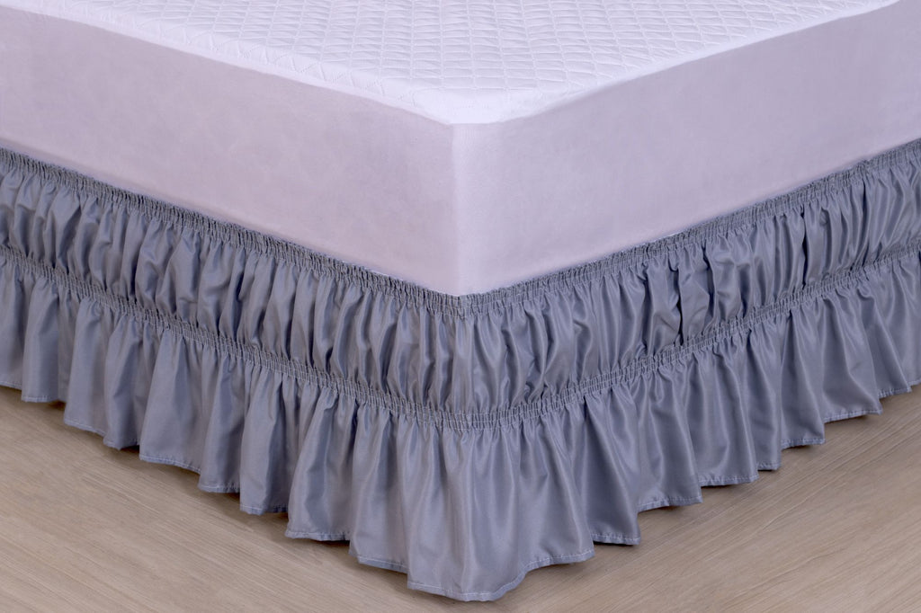 Saia Para Cama Box Colchobox Elasticada Ajustavel Solteiro Casal Queen Cinza (5700)