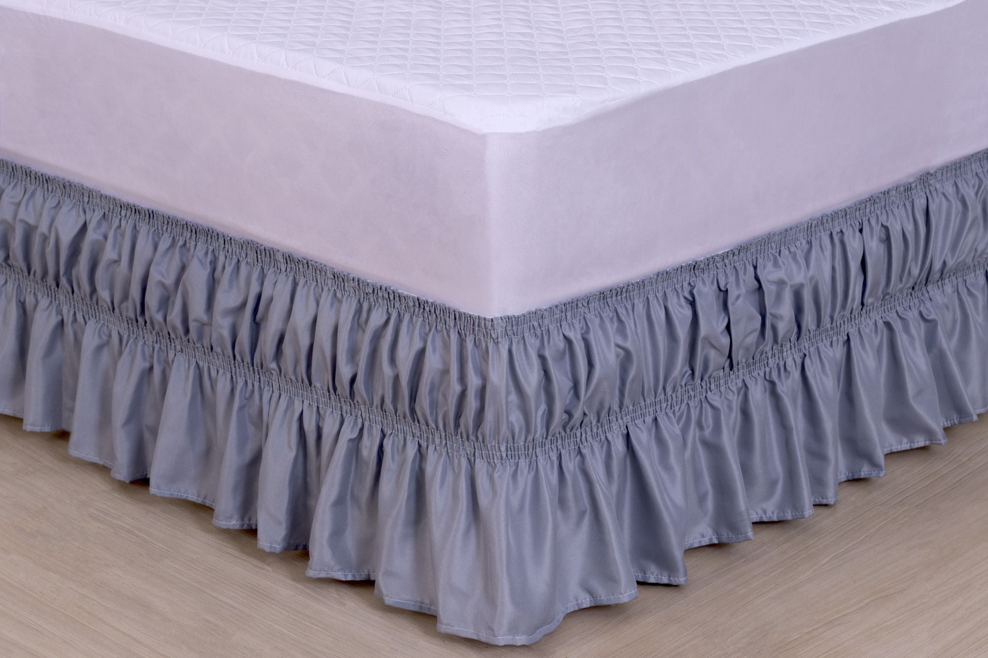 Saia Para Cama Box Colchobox Elasticada Ajustavel Solteiro Casal Queen Cinza (5700)