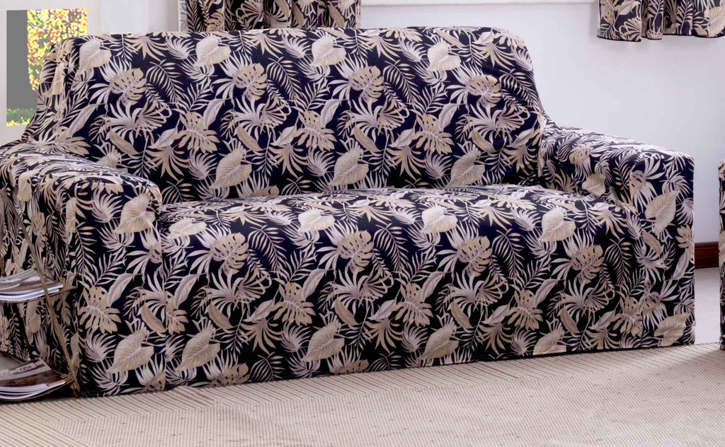 Capa de Sofá Adere Floral Preto 02 e 03 Lugares (5455)