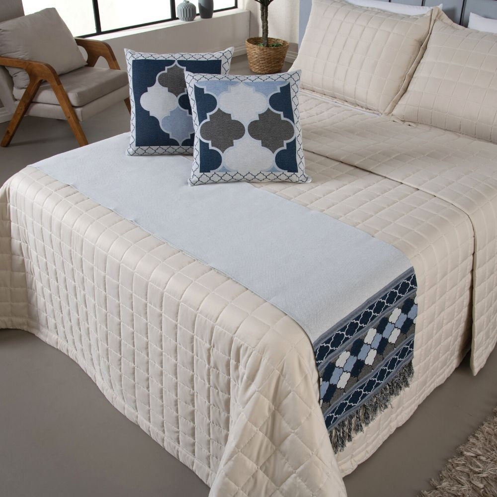 Kit Peseira de Cama Grécia 5 Peças Queen 60% Algodão / 40% Poliéster Jacquard co