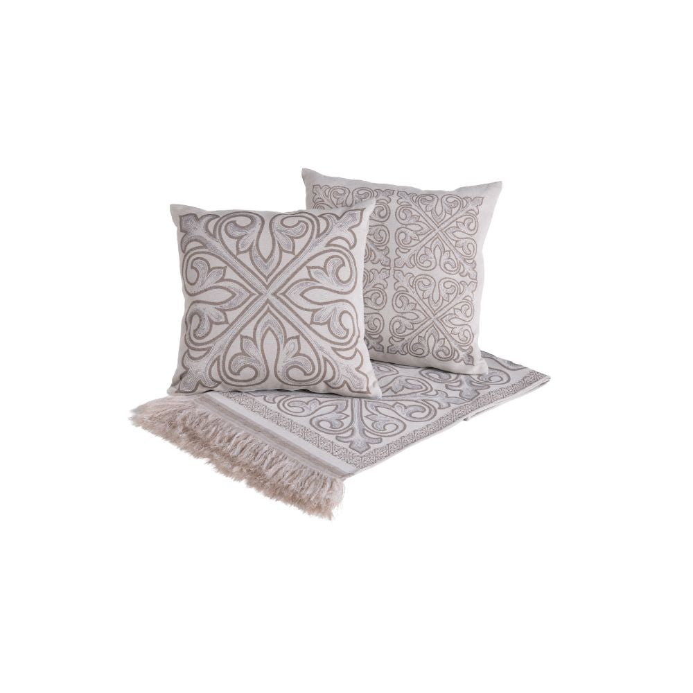 Kit Peseira de Cama Grécia 5 Peças King 60% Algodão / 40% Poliéster Jacquard com