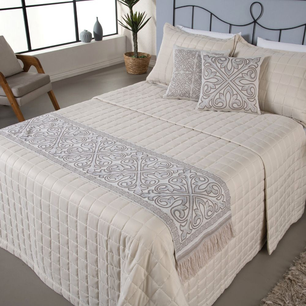 Kit Peseira de Cama Grécia 5 Peças King 60% Algodão / 40% Poliéster Jacquard com