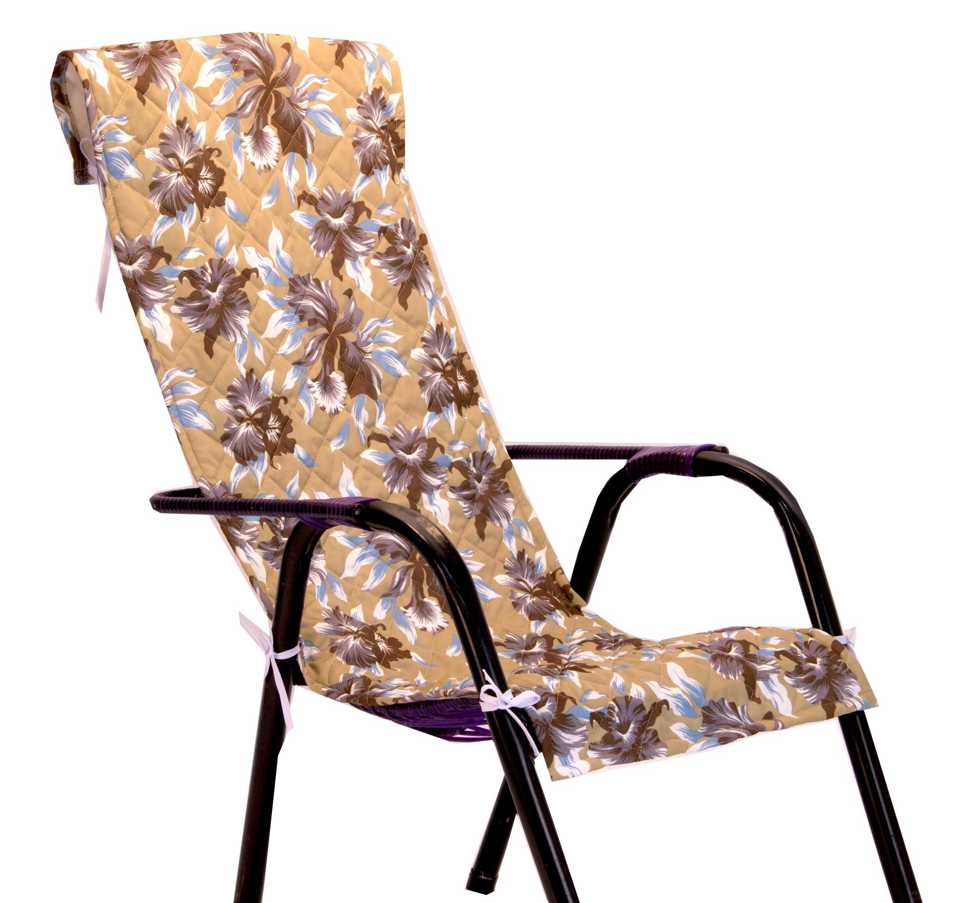 Capa de Cadeira Espreguiçadeira Floral Bege