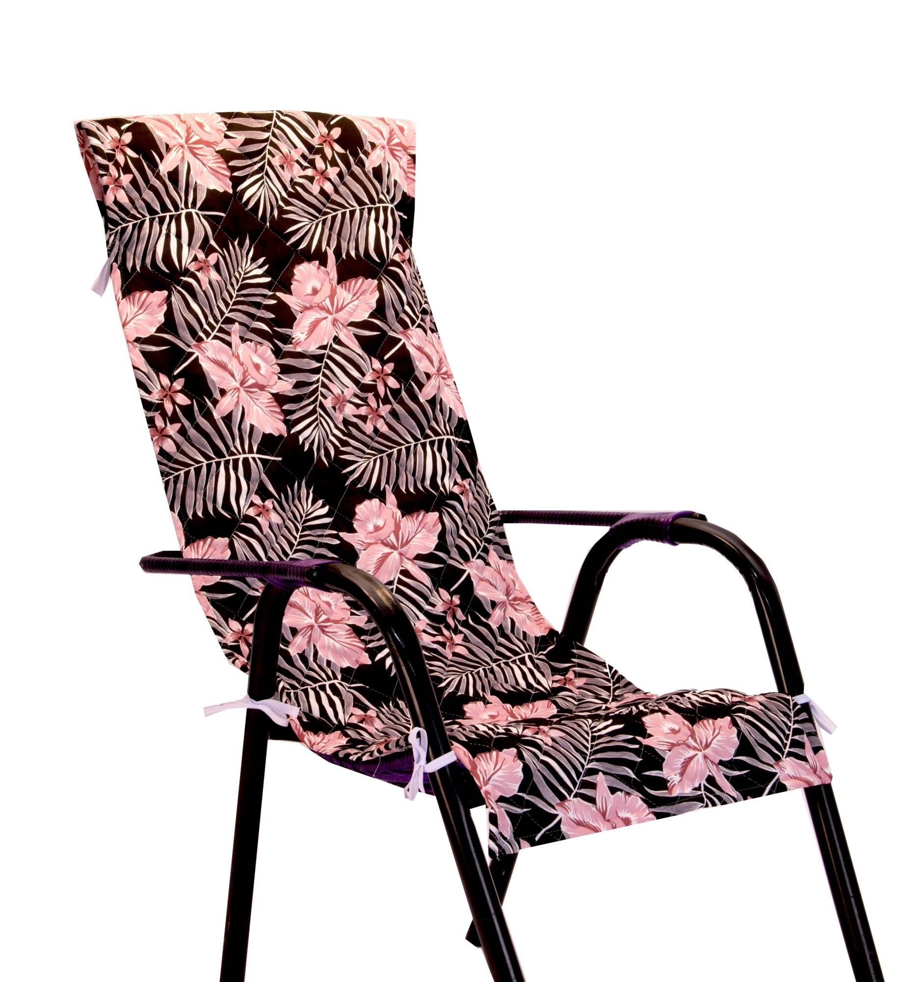 Capa de Cadeira Espreguiçadeira Floral Rosa