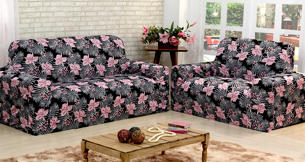 Capa de Sofá Adere Floral Rosa 02 e 03 Lugares