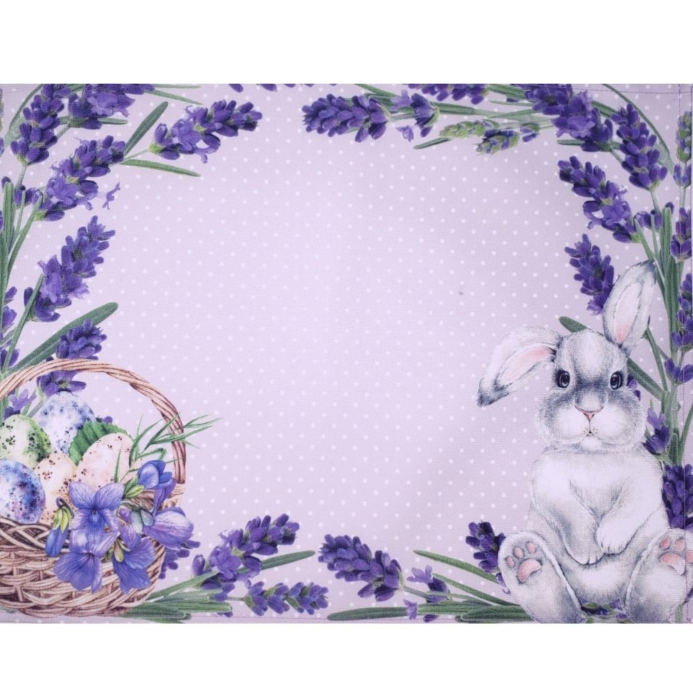 Kit 4 Jogos Americanos Coelho da Páscoa e Lavanda 43CMX34CM Cor:Roxo