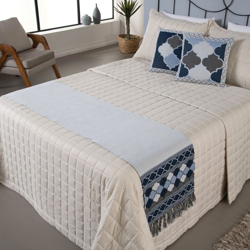 Kit Peseira de Cama Grécia 5 Peças Queen 60% Algodão / 40% Poliéster Jacquard co