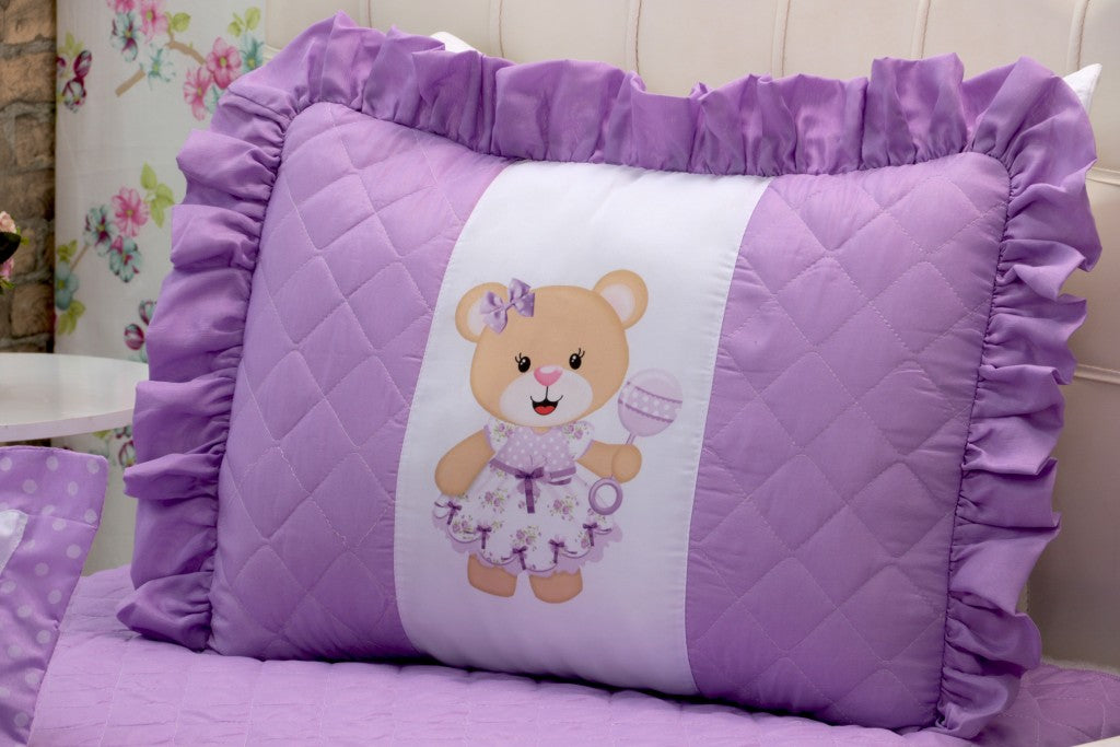 KIT COBRE LEITO URSINHA SOLTEIRO 3 PEÇAS LILAS (4542)