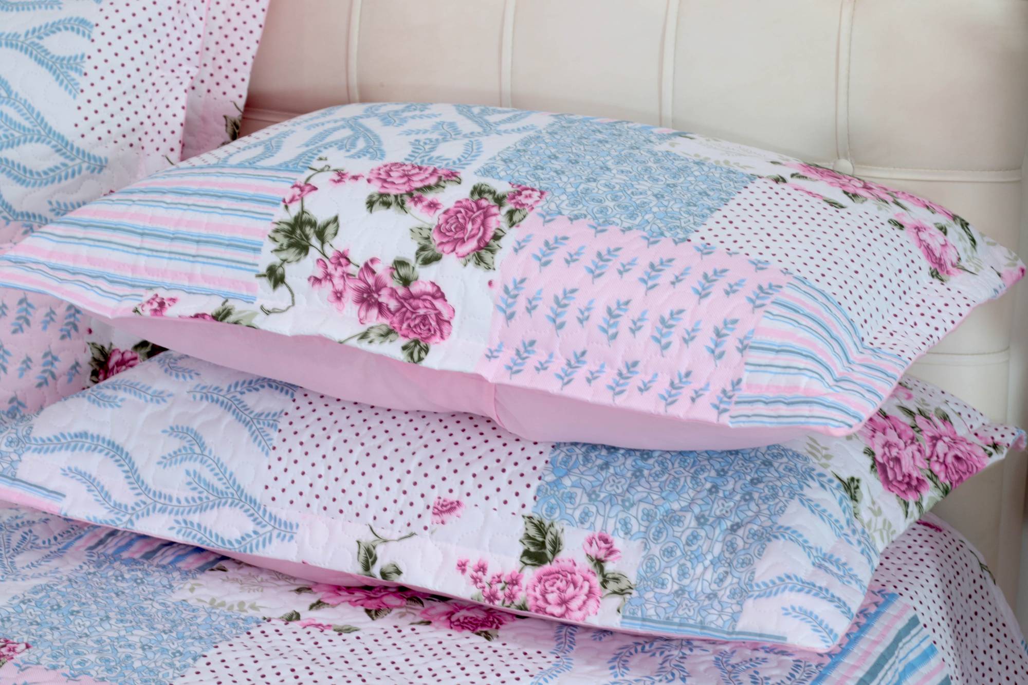 Kit Colcha Cobre leito Belize casal king size 05 pçs rosa (4157)