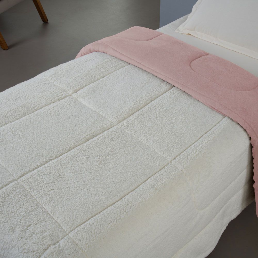 Coberdrom Cobertor Dupla Face 1 Peça Solteiro Manta Soft e Sherpa de Carneiro -