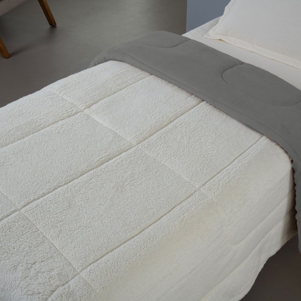 Coberdrom Cobertor Dupla Face 1 Peça Solteiro Manta Soft e Sherpa de Carneiro -