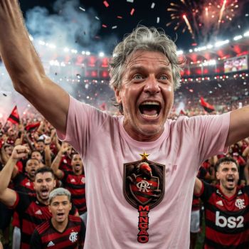 Camiseta Torcedor Colecionador FLAMENGO Manto do Mengão Rubro Negro Estampa DTF Unissex - Brasão 2026  em 3D